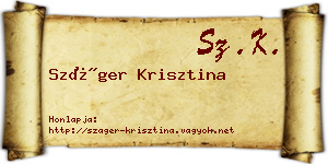 Száger Krisztina névjegykártya